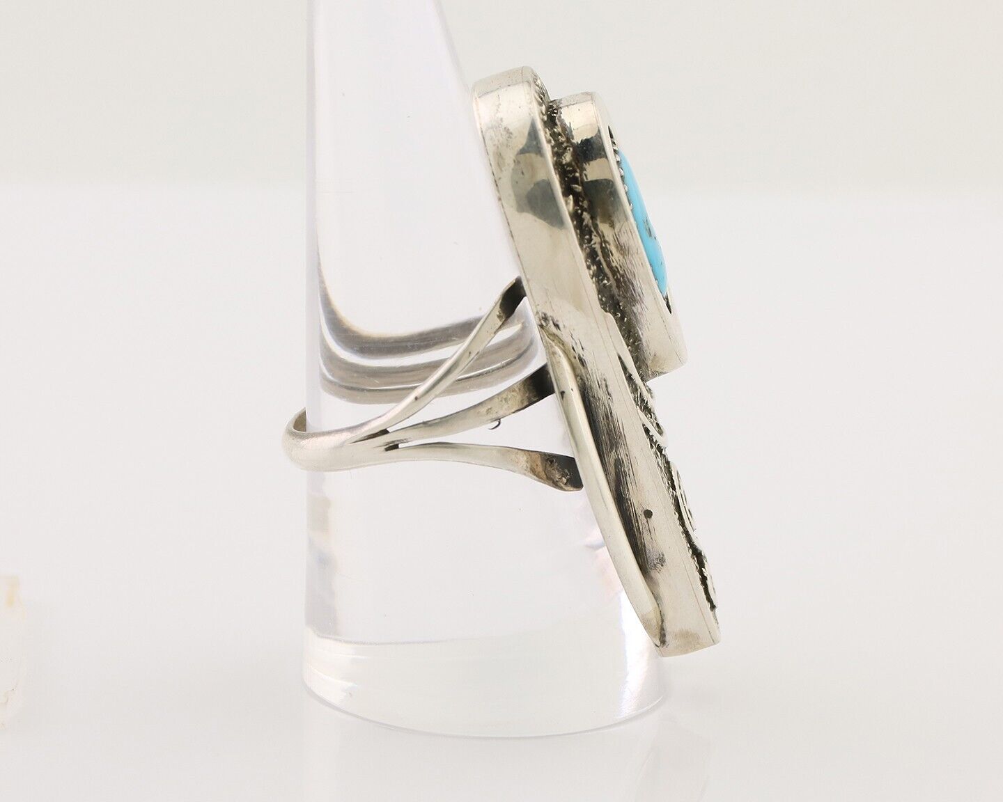 Navajo Ring 925 Silver Natural Blue Turquoise Artist Signed IHMJ C.80's