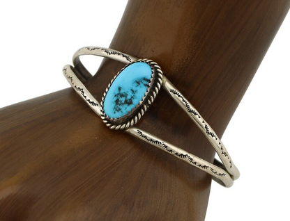 Navajo Bracelet 925 Silver Sleeping Beauty Turquoise Native American C.80's