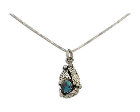 Navajo Necklace 925 Silver Natural Blue Turquoise Artist Signed Yazzie C.80's