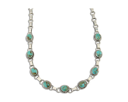 Navajo Turquoise Necklace 925 Silver Natural Blue Native American Artist C.80's