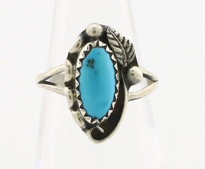 Navajo Ring 925 Silver Sleeping Beauty Turquoise Signed SkyStone Creations C80s