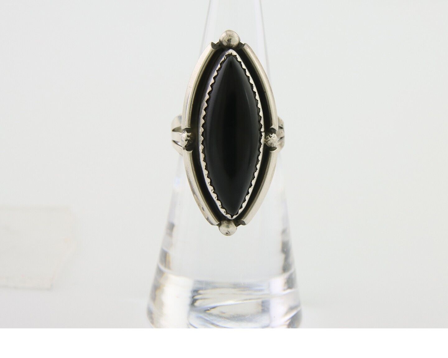 Navajo Handmade Ring 925 Silver Black Onyx Artist Signed SC C.80's