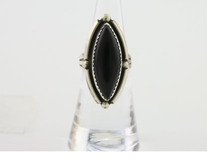 Navajo Handmade Ring 925 Silver Black Onyx Artist Signed SC C.80's