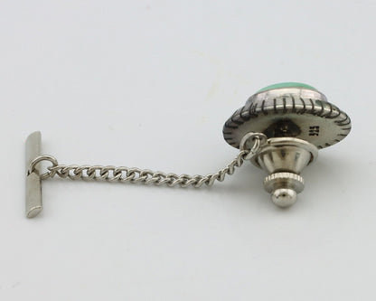Navajo Tie Tack 925 Silver Natural Mined Turquoise Native American Artist C.80's