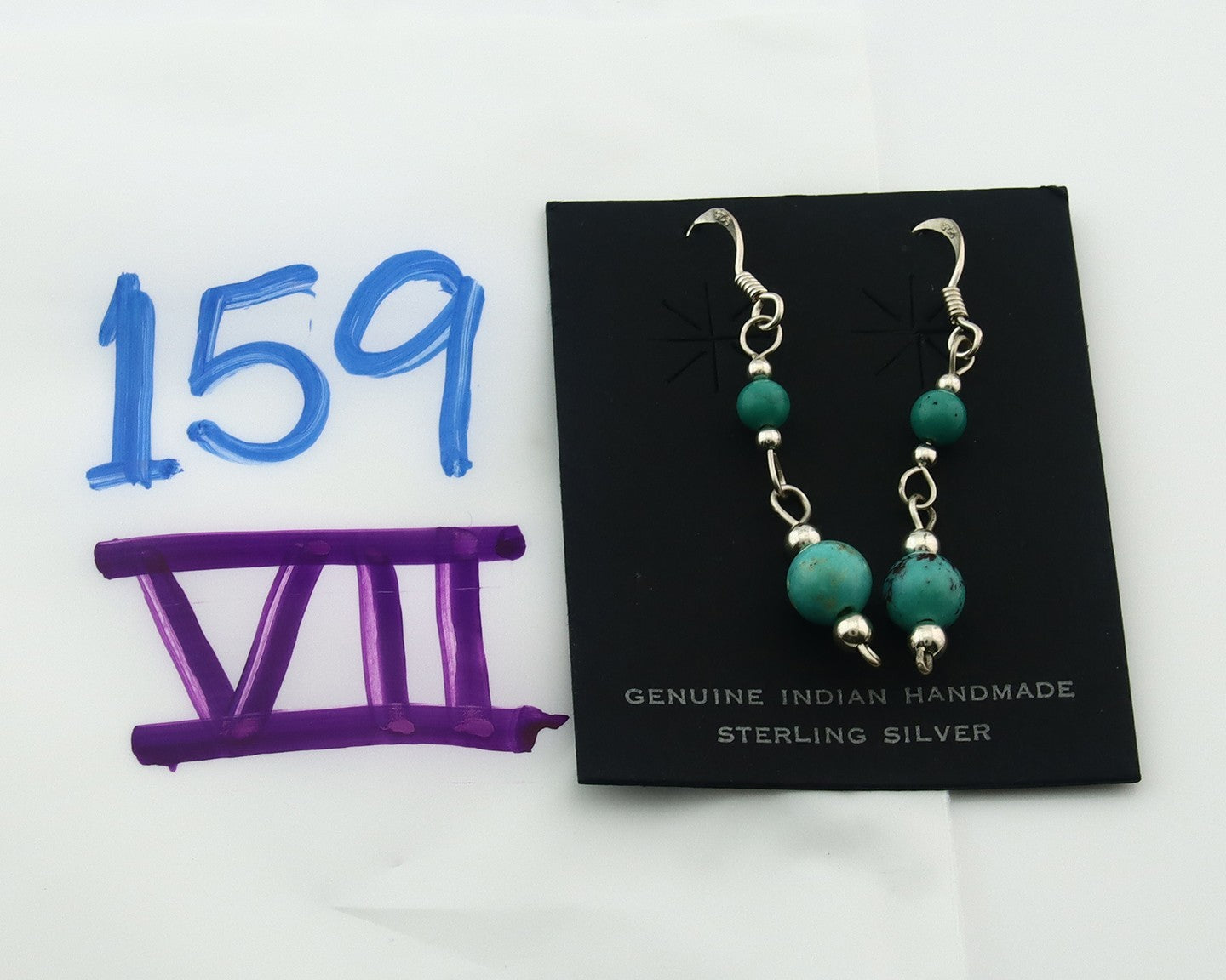 Navajo Earrings Sterling Silver Turquoise Vintage Dangle Handmade