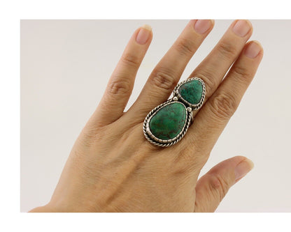 Navajo Handmade Ring 925 Silver Natural Tuquoise Artist Signed B Yazzie C.80's