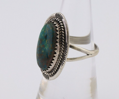 Navajo Hand Stamped Ring 925 Silver Natural Turquoise Native Artist C.80's