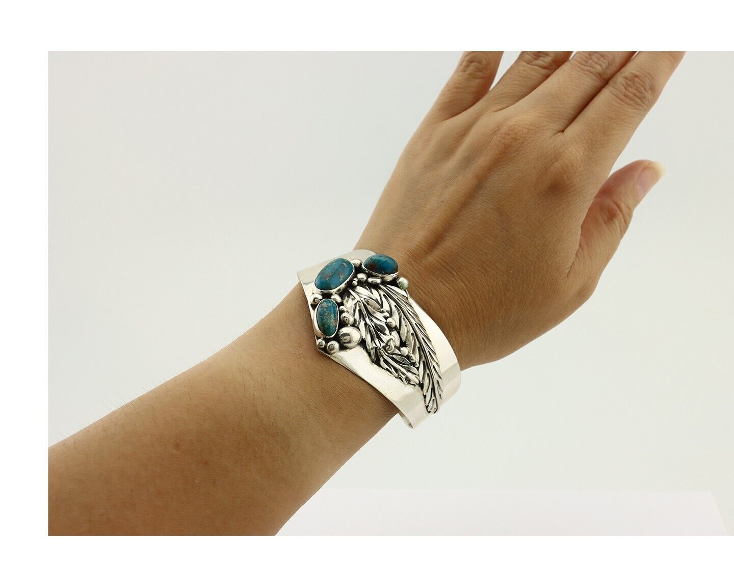 Navajo Bracelet 925 Silver Natural Blue Turquoise Signed David Zachary C.80's