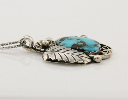 Navajo Necklace 925 Silver Natural Turquoise Native Artist C.80's