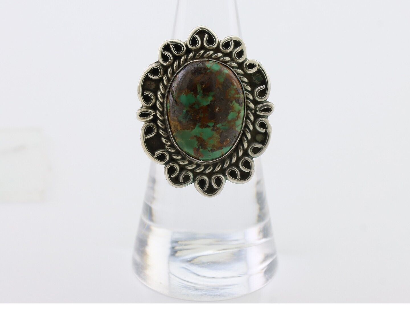 Navajo Ring 925 Silver Natural Turquoise Artist Signed M Size 6.25 C.80's