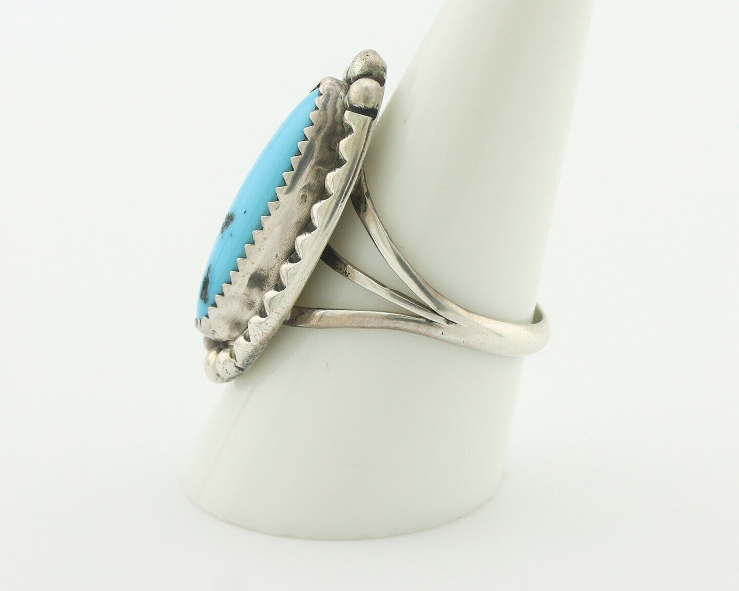 Navajo Ring .925 Silver Sleeping Beauty Turquoise Native American Artist C.80's