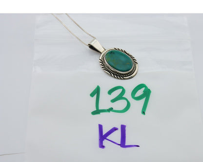 Navajo Necklace 925 Silver Natural Blue Turquoise Artist Signed Mike Begay C.80s