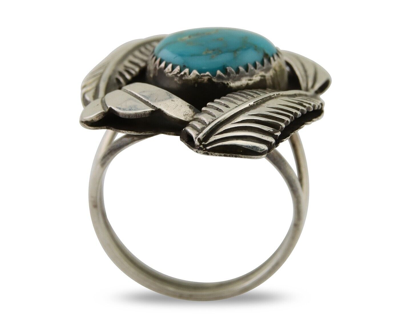 Navajo Ring 925 Silver Natural Blue Turquoise Native American Artist C.80's