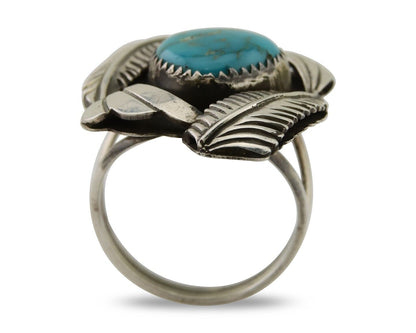 Navajo Ring 925 Silver Natural Blue Turquoise Native American Artist C.80's