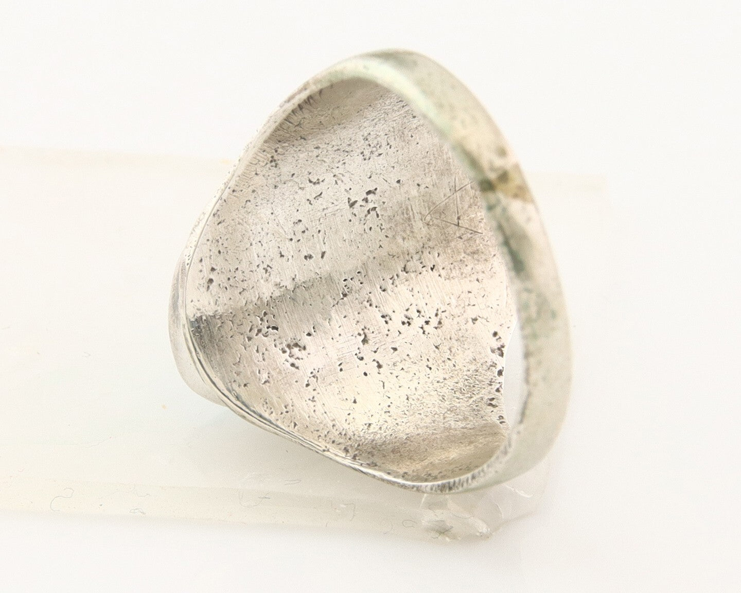 Navajo Ring 925 Sterling Turquoise & Coral Native Artist C.80's Size 7.5