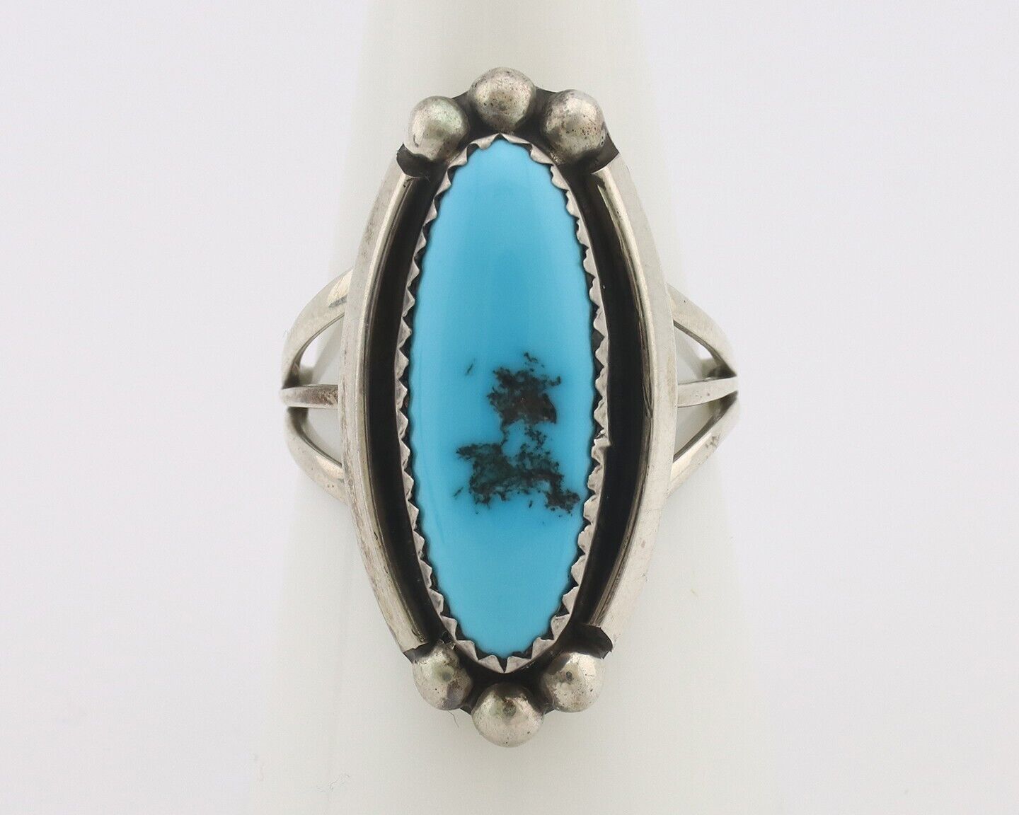 Navajo Ring .925 Silver Sleeping Beauty Turquoise Native American Artist C.80's