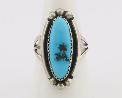 Navajo Ring .925 Silver Sleeping Beauty Turquoise Native American Artist C.80's