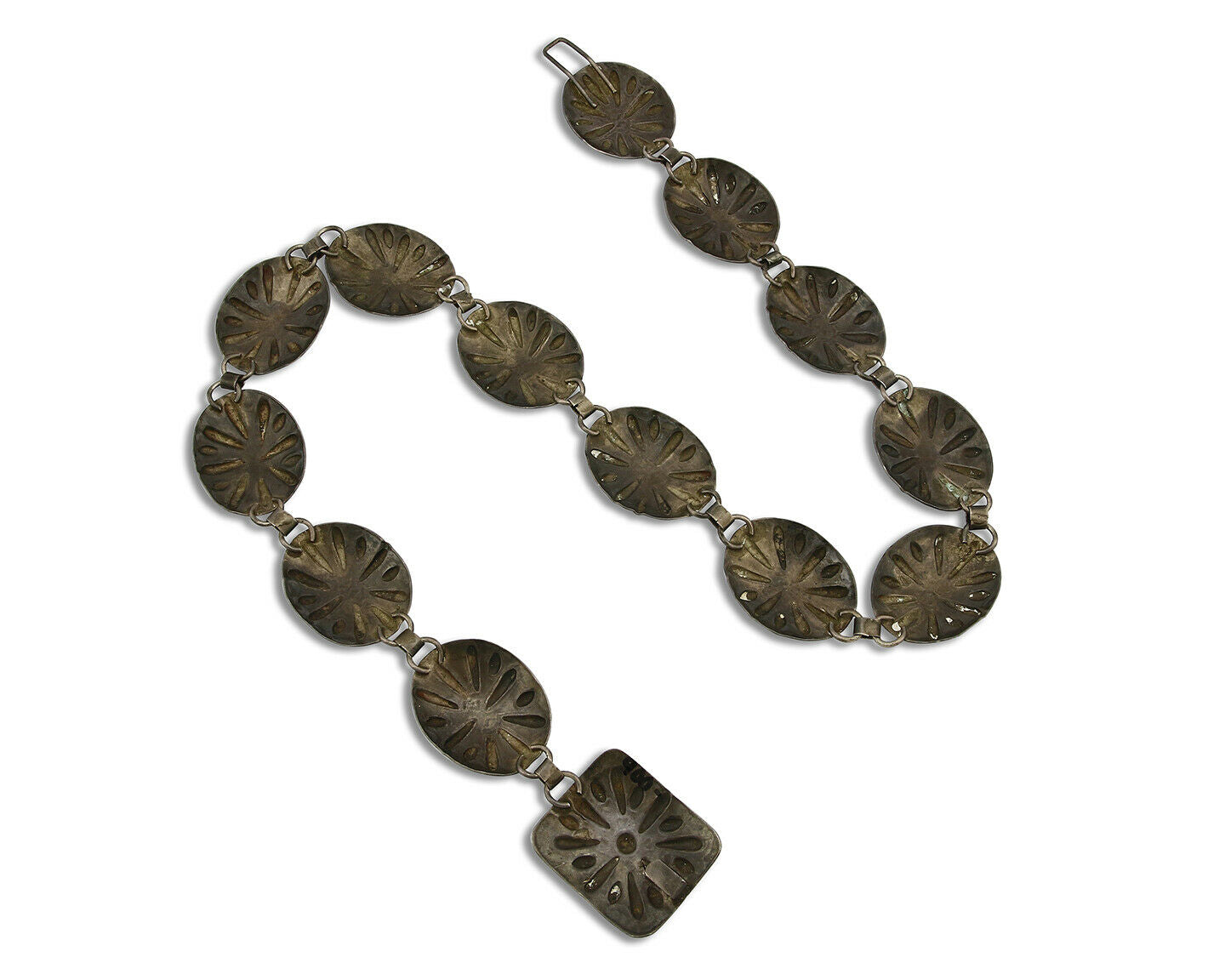 Navajo Concho Belt .925 Silver Handmade Hand Stamped Circa 1940's