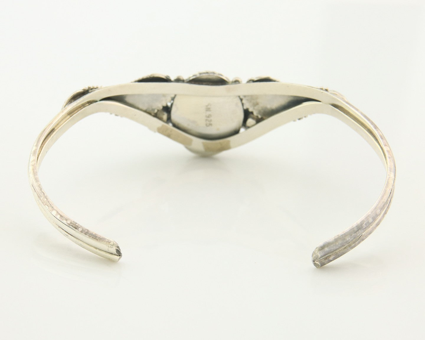 Navajo Cuff Bracelet Sterling Silver Natural Malachite Vintage Signed SN