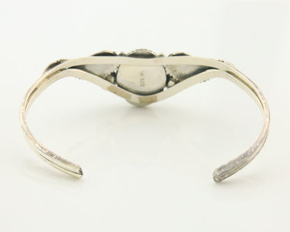 Navajo Cuff Bracelet Sterling Silver Natural Malachite Vintage Signed SN