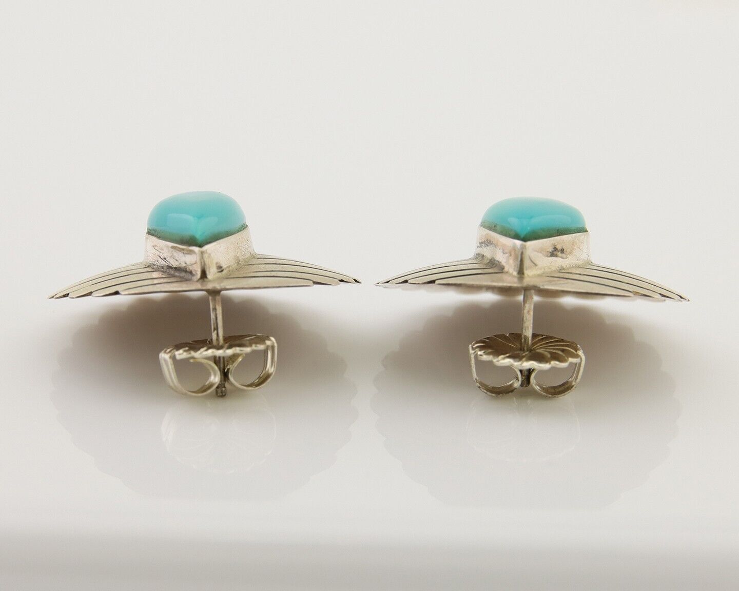 Navajo Earrings 925 Silver Natural Blue Native American Artist C.80's