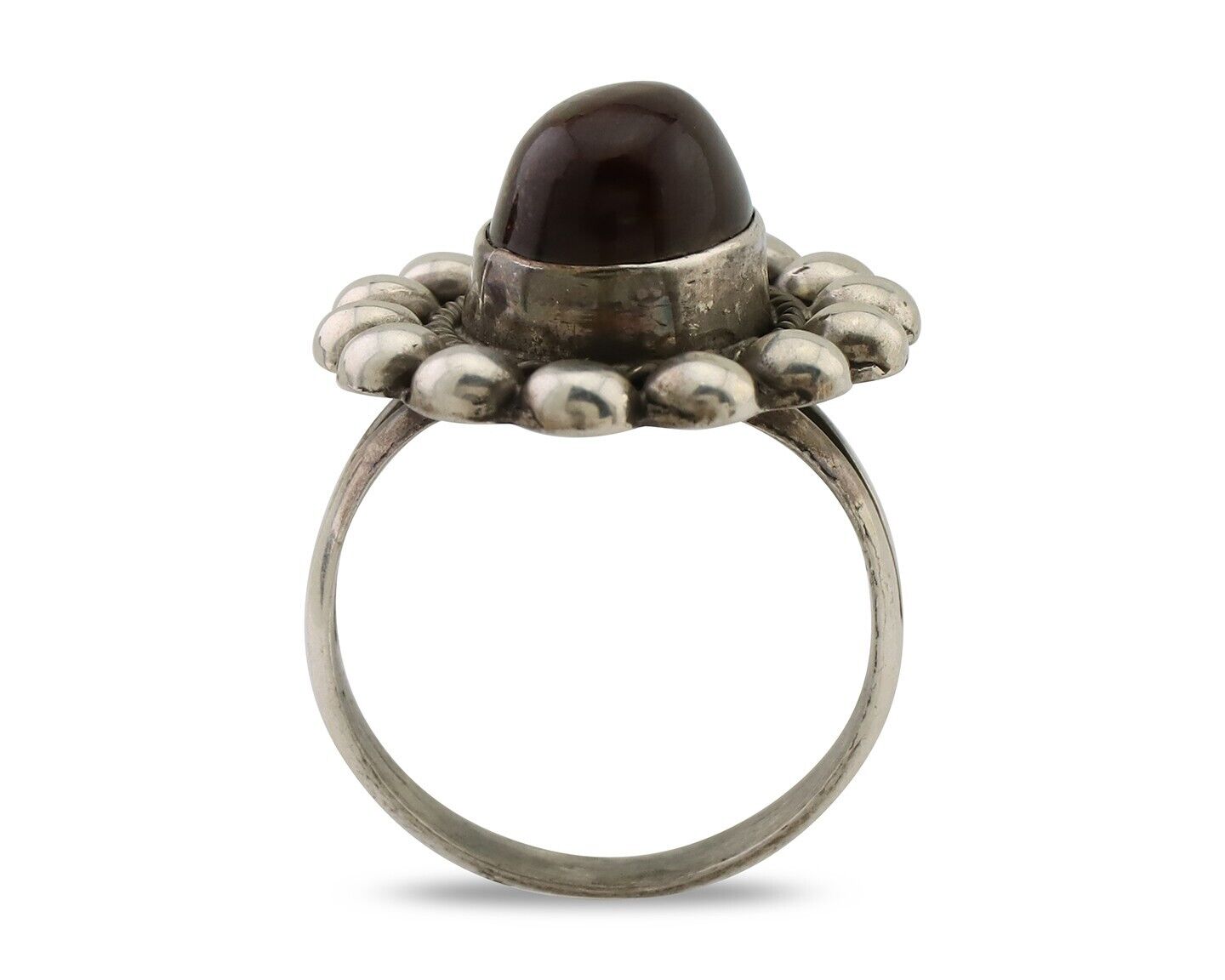 Navajo Handmade Ring 925 Silver Natural Fire Opal Native Artist Size 7.0 C.80's