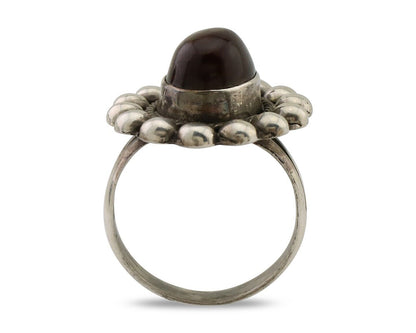 Navajo Handmade Ring 925 Silver Natural Fire Opal Native Artist Size 7.0 C.80's