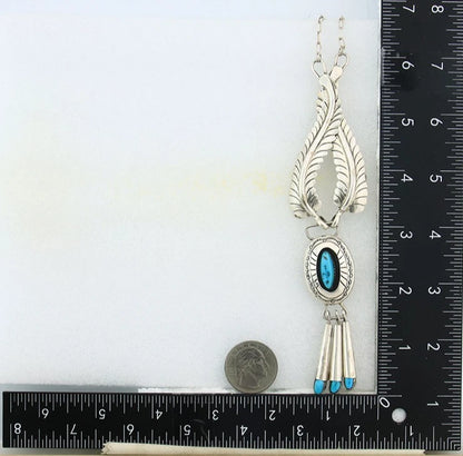 Navajo Necklace 925 Sterling Silver Natural Turquoise Vintage Signed H Spencer