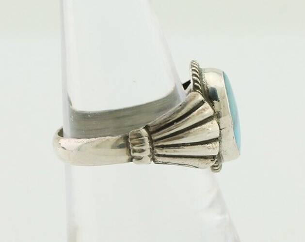 Navajo Handmade Ring 925 Silver Blue Turquoise Native American Artist C.80's