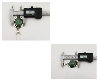 Navajo Necklace 925 Silver Green Turquoise Signed C Montoya C.80's