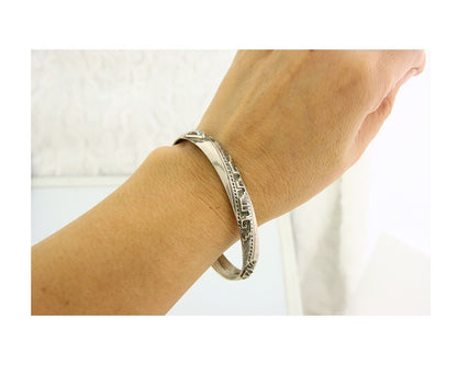 Navajo Bracelet 925 Silver Inlaid Turquoise Coral Native American Artist C.80's