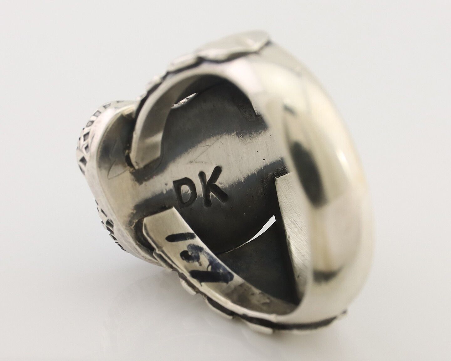 Navajo Ring 925 Silver Sleeping Beauty Turquoise Artist Signed DK C.80's