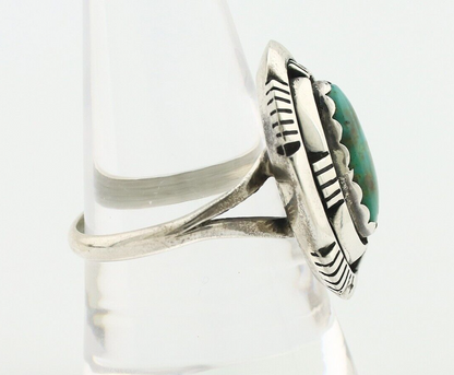 Navajo Ring 925 Silver Turquoise Artist Signed Leonard & Marian Nez C.80's