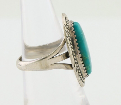 Navajo Ring 925 Silver Natural Blue Turquoise Artist Signed M BEGAY C.80's
