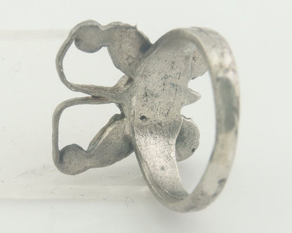 Navajo Ring 925 Silver Inlaid Butterfly Turquoise & Coral C.80's Size 5.5