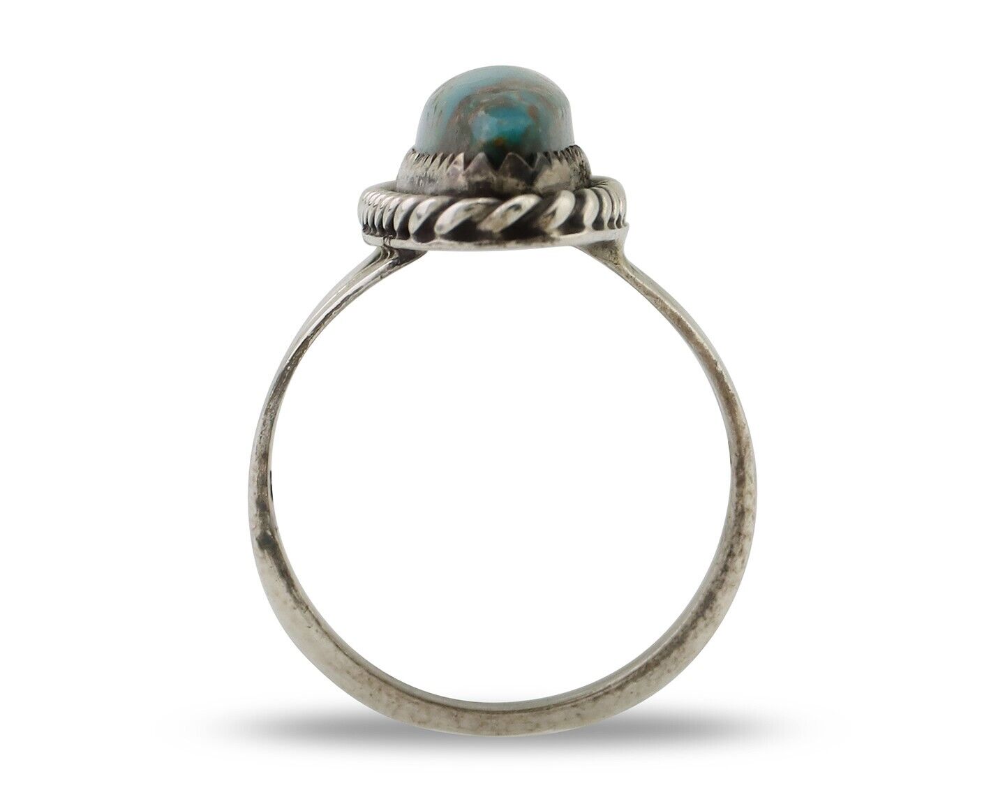 Navajo Ring 925 Silver Natural Turquoise Native American Artist C.80's