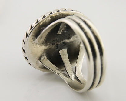 Navajo Ring 925 Silver Natural Malachite Native American Artist C.80's