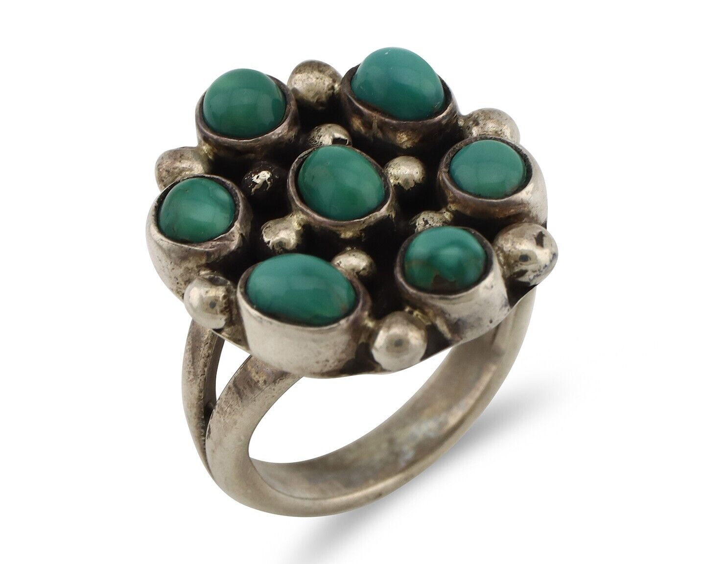 Navajo Ring .925 Silver Natural Blue Turquoise Native American Artist C.80's