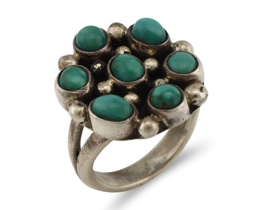 Navajo Ring .925 Silver Natural Blue Turquoise Native American Artist C.80's