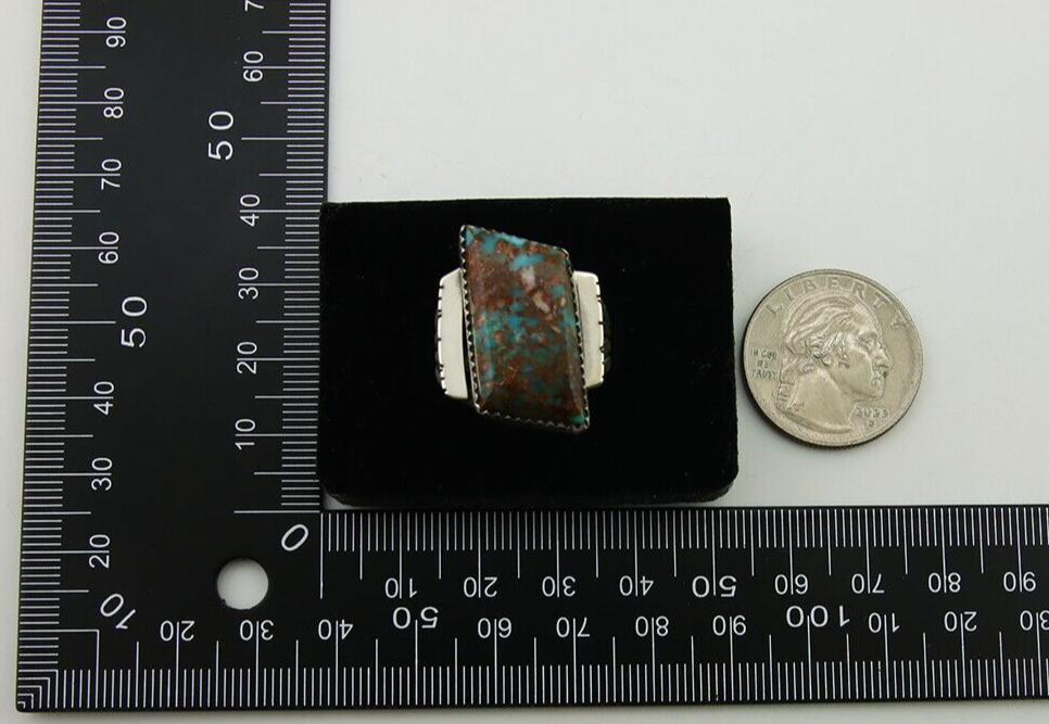 Navajo Ring .925 Silver Turquoise Artist Signed Fred Guerro C.80's