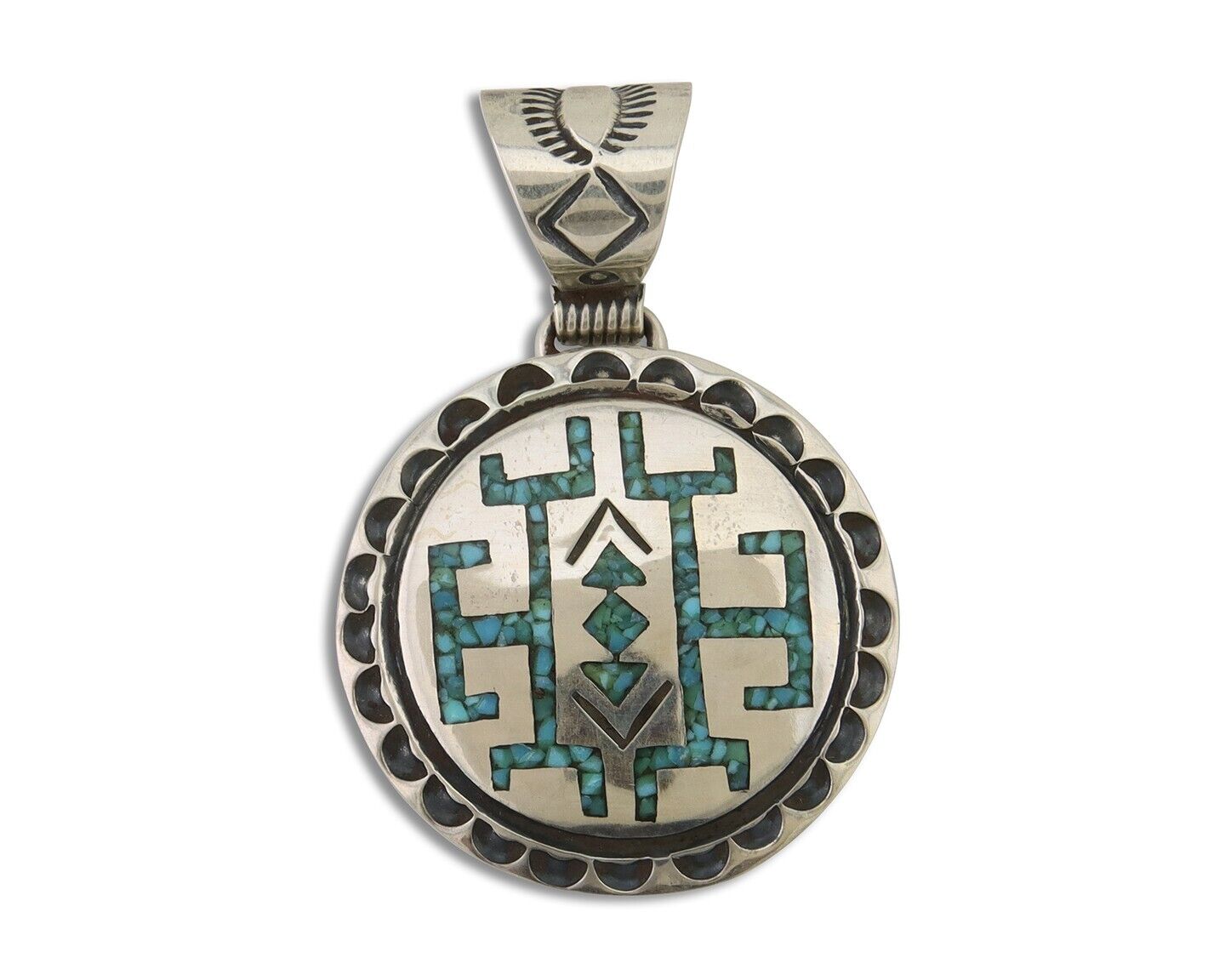 Navajo Necklace 925 Silver Natural Turquoise Artist Signed Stanley Bain C.80's