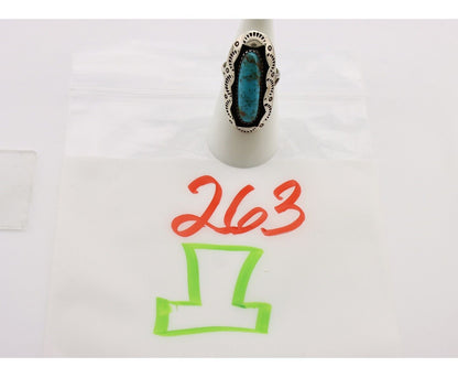 Navajo Ring 925 Silver Natural Kingman Turquoise Native American Artist C.80's