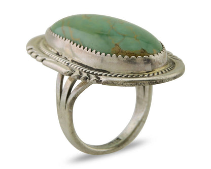 Navajo Ring 925 Silver Green Turquoise Native American Artist C.80's