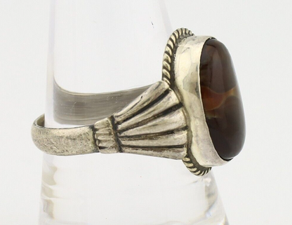 Navajo Handmade Ring 925 Silver Natural High Grade Fire Opal Native Artist C.80s