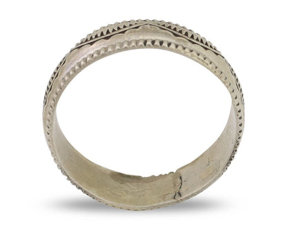 Navajo Hand Stamped Band 925 Silver 6.0 mm Native Artist Size 7.5 C.80's