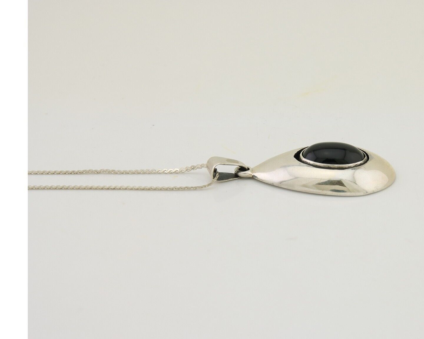 Navajo Necklace 925 Silver Natural Onyx Native Artist Signed M Montoya C.80's