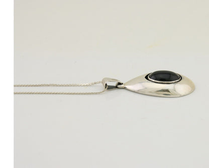 Navajo Necklace 925 Silver Natural Onyx Native Artist Signed M Montoya C.80's