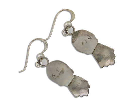 Navajo Earrings 925 Silver Blue Turquoise Artist Signed Kee Tsosie C.80's