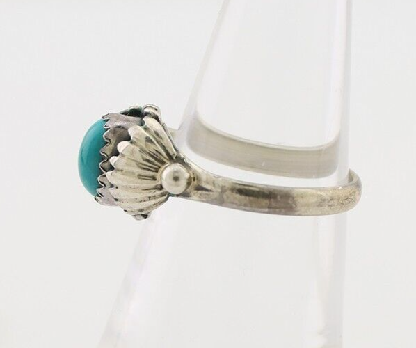 Navajo Ring 925 Silver Kingman Turquoise Native American Artist Made In 1985