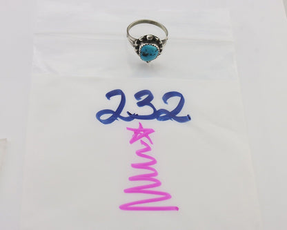 Navajo Ring 925 Silver Sleeping Beauty Turquoise Artist Signed SC C.80's